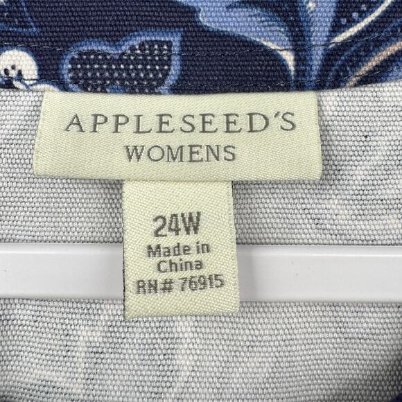 Appleseeds Blue Floral‎ Print Cottage Button Front Long Sleeves Denim Jacket 24W - Picture 3 of 7